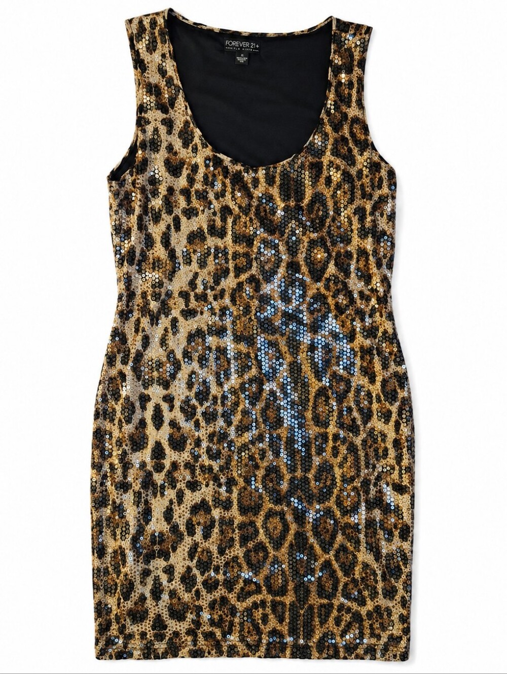 Forever 21 Gold and Black Sequin Leopard Print Mini Dress